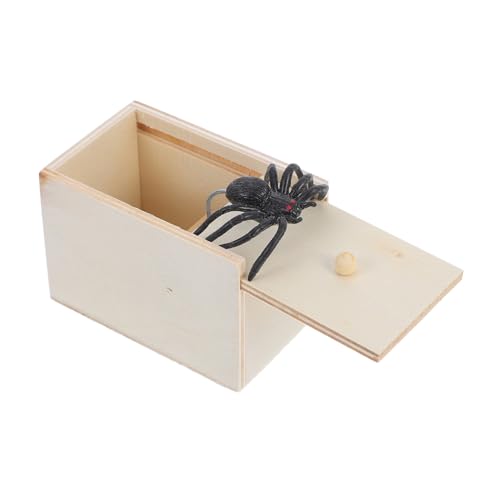 Garneck Trickspielzeug Spinne in Holzbox Scherzartikel mit Realistischem Spinnenmodell für Aprilscherz Halloween und Dekoratives Überraschungsspielzeug von Garneck