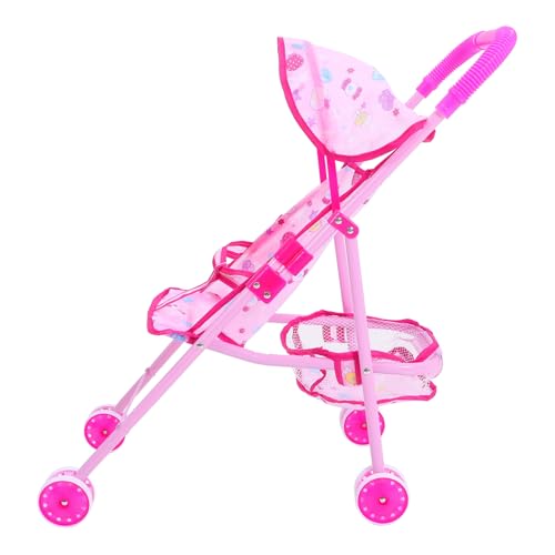 Garneck Trolley- Puppe Falten klein faltbar Dolly vorgeben Korb Kinderwagen spielzeuge Kindertrolley Spielhauszubehör Stoff Rosa von Garneck