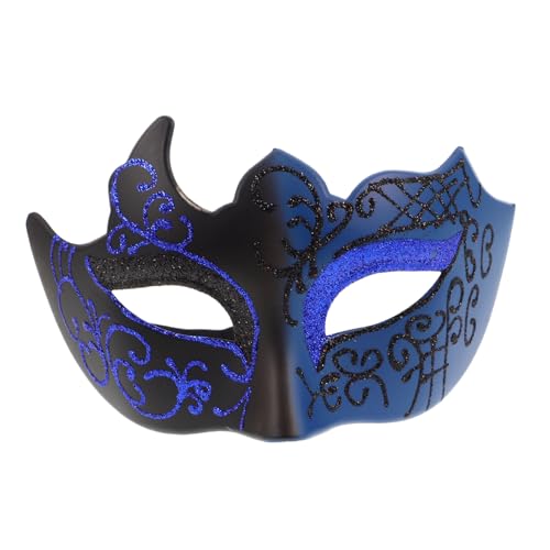 Garneck Venezianische Karnevalsmaske Handbemalt mit Glitzerdetails Halbgesichtsmaske für Damen Herren Halloween Maskenball Fotorequisite in Schwarz Blau Garneck Venezianische Karnevalsmaske Handbemalt mit Glitzerdetails Halbgesichtsmaske für Damen Herren Halloween Maskenball Fotorequisite in Schwarz Blau von Garneck