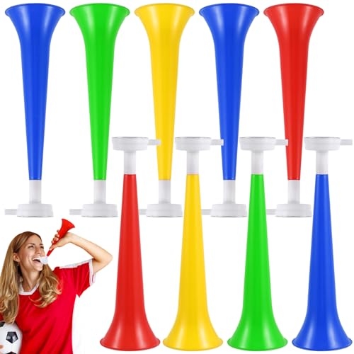Garneck Vuvuzela-Stadion-Hupe, Kunststoff, für Sportspiele, Fußballfans, Partyzubehör, Geschenke, zufällige Farbe, 10 Stück von Garneck