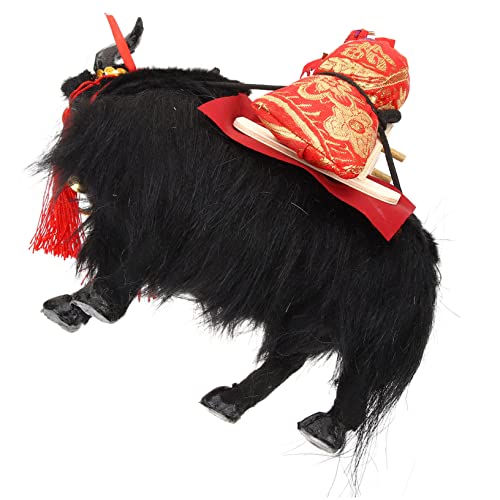 Garneck Yak Modell Simulationstier Plüschtier Schwarz Weiß 15X9X19Cm Tischdekoration Lernspielzeug Kinder Schreibtisch Deko Wildtiermodell Partydeko Modellsammlung von Garneck