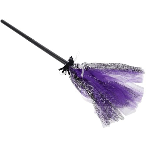 Garneck Zauberbesen Cosplay Kostüm Halloween- Breit Besen-Halloween Party Besenstiel Zauberer Besen Stoff Violett von Garneck
