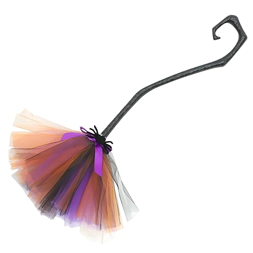 Garneck Zauberbesen Halloween Kind Erwachsene Requisiten Dekorationen Zubehör Hexenkostüm Besenverzierung Hexenrequisite Kleiner Hexenbesen Hexenbesenstiel Plastik von Garneck
