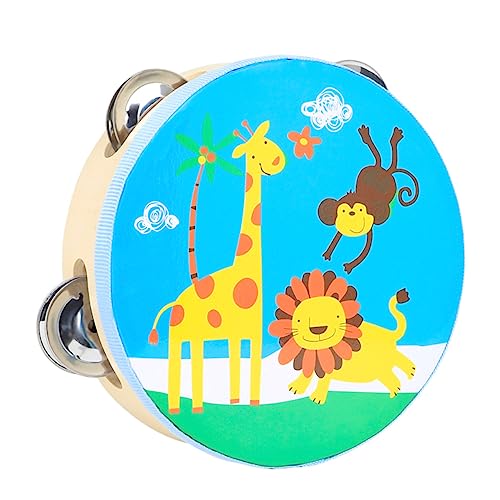 Garneck klatschen Tamburin kinderspielzeug kinderinstrumente für sensorische Entwicklung Tambourin Kindertrommel buntes trommelspielzeug hölzern Blue von Garneck