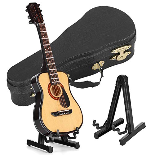 15cm Holz Miniatur Gitarre Ornament Mini Musikinstrument Dekor Puppenhaus Modell Home Decoration (Schwarz) von Garosa
