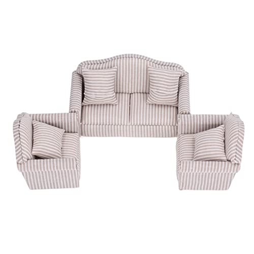 Miniatur-Sofa-Set, Maßstab 1:12, Puppenhaus-Couch, Hohe Simulation, Weiches Zubehör mit Kissen, Akzentmöbel für Puppenhaus, Wohnzimmer, ab 3 Jahren Miniatur-Sofa-Set, Maßstab 1:12, Puppenhaus-Couch, Hohe Simulation, Weiches Zubehör mit Kissen, Akzentmöbel für Puppenhaus, Wohnzimmer, ab 3 Jahren von Garosa
