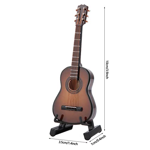 Miniatur Gitarre Modell Holz Musikinstrument mit Stand und Box Kinderzimmer Dekoration Kleine Handwerk Ornamente Wohnkultur (Braun 10cm) von Garosa