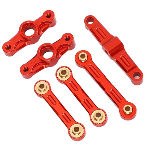 Garsent Aluminium-Lenk Baugruppe Upgrade-Teile mit Lenk Bändel für TT-02 T02 RC-Auto, RC-Auto-Lenkstange (Rot) von Garsent