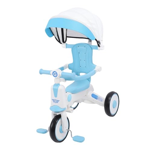 Garsent Baby Dreirad, Multifunktionales Kindertrike mit Verstellbarem Elterngriff, Musiklicht, Faltbarem Baldachin, Ruhige Eva -, Kinderwagenfahrradgeschenk für Kleinkinder 18 Monate (Blue) von Garsent