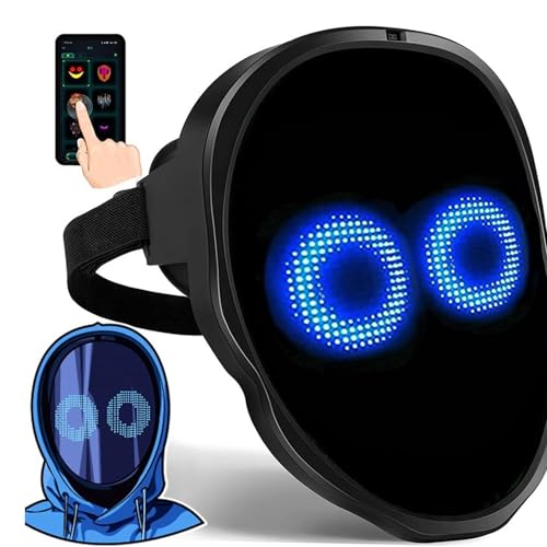 Garsent LED-Maske, Leuchtende Maske mit Gestenerkennung, Coole Gesichtstransformationsmaske mit Bluetooth-App, für Halloween, Weihnachten, Geburtstag, Cosplay-Party, 46 X 58 cm von Garsent