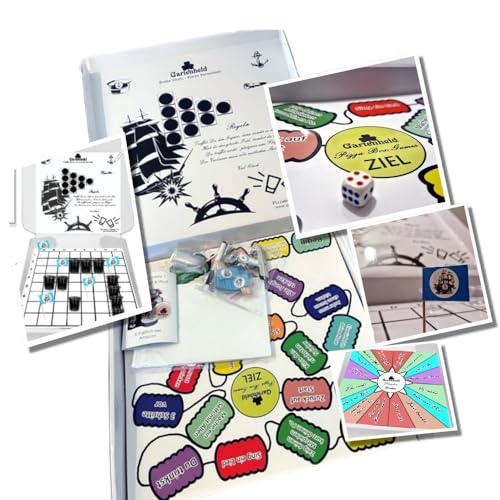Gartenheld® Spielesammlung Pizzabox Design 5 in 1 Set mit Battleshots, Würfelspiel, Wahrheit oder Pflicht für den ultimativen Party Spiel Abend (Pizzagames Box 1) von Gartenheld