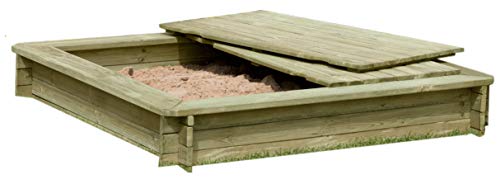 Gartenpirat Sandkasten mit Deckel Kinder Holz 180x 180 cm imprägniert von Gartenpirat