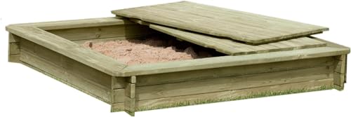 Gartenpirat Sandkasten mit Deckel Kinder Holz 180x 180 cm imprägniert von Gartenpirat