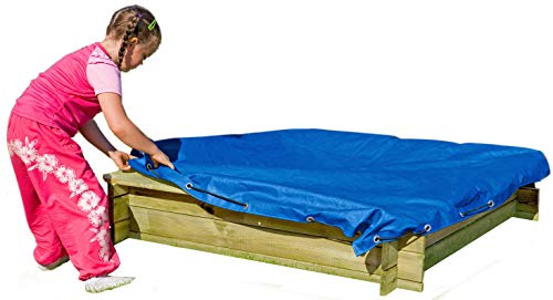 Gartenpirat Sandkasten Abdeckung 120x120 cm wasserdichte Plane mit Gummizug blau von Gartenpirat