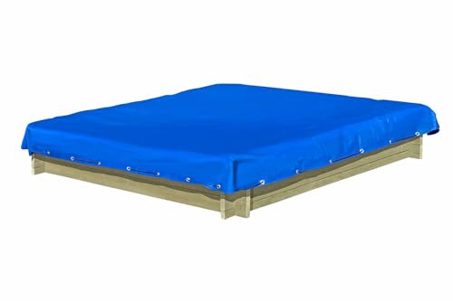 Gartenwelt Riegelsberger Sandkasten Werner 120x120x25 cm aus Kiefernholz imprägniert mit Plane blau und Vlies Sandkiste für Kinder Holz Buddelkiste TÜV geprüft von Gartenwelt Riegelsberger