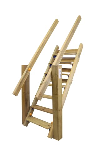 Premium Treppe mit Handlauf für kleine Kinder Holztreppe für Spielhaus Spielturm Podesthöhe 120 cm, Kiefer imprägniert von Gartenwelt Riegelsberger