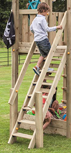 Premium Treppe mit Handlauf für kleine Kinder Holztreppe für Spielhaus Spielturm Podesthöhe 120 cm, Lärche Natur von Gartenwelt Riegelsberger