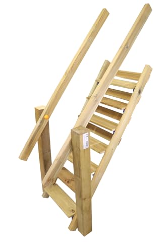 Premium Treppe mit Handlauf für kleine Kinder Holztreppe für Spielhaus Spielturm Podesthöhe 150 cm, Kiefer imprägniert von Gartenwelt Riegelsberger