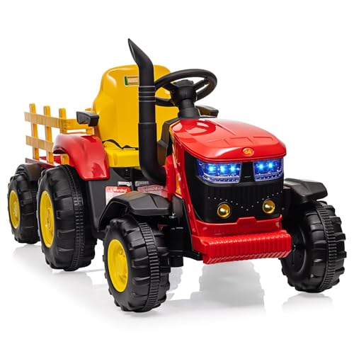 Garvee 12V Elektrischer Traktor Mit Anhänger,Kinder Aufsitztraktor Mit Musik, Hupe & USB Funktionen, Kinderfahrzeug Mit Scheinwerfer,Geeignet Für Kinder Garvee 12V Elektrischer Traktor Mit Anhänger,Kinder Aufsitztraktor Mit Musik, Hupe & USB Funktionen, Kinderfahrzeug Mit Scheinwerfer,Geeignet Für Kinder von Garvee