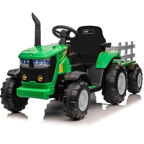 Garvee 12V Elektrischer Traktor Mit Anhänger,Kinder Aufsitztraktor Mit Musik, Hupe & USB Funktionen, Kinderfahrzeug Mit Scheinwerfer,Geeignet Für Kinder Garvee 12V Elektrischer Traktor Mit Anhänger,Kinder Aufsitztraktor Mit Musik, Hupe & USB Funktionen, Kinderfahrzeug Mit Scheinwerfer,Geeignet Für Kinder von Garvee