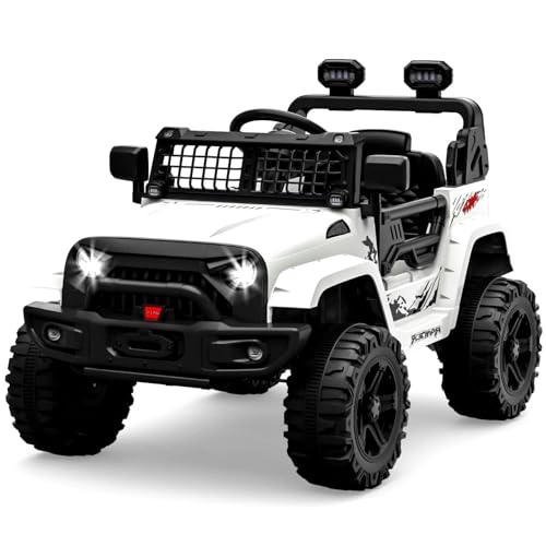 Garvee 12V Kinderauto Mit 2,4G-Fernbedienung, 4 Eva Räder,Elektroauto Mit MP3, Musik, Hupe Und Scheinwerfer, Kinderfahrzeug Für Kinder Von 3-8 Jahren Weiß von Garvee