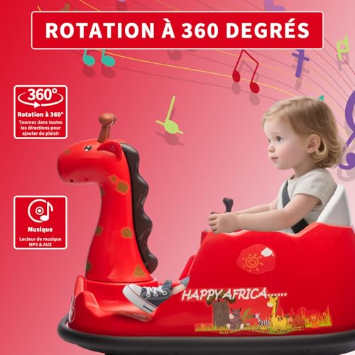 Garvee Autoscooter Für Kinder, 6V Elektrische Kinderfahrzeuge Mit Fernbedienung, Bumper Car Mit LED-Lichtern & Musik,Elektro-Bumper-Car Für Kinder Von 3-6 Jahren von Garvee