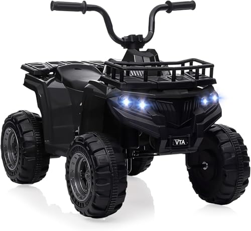 Garvee Kinder Quad Elektro 12V, Kinderquad Kinderfahrzeug Mit Musik, Hupe Und LED Scheinwerfer Elektroauto Mit 4 rutschfeste Räder & Langsamer Start Für Kinder Ab 2-5 Jahren, Schwarz von Garvee
