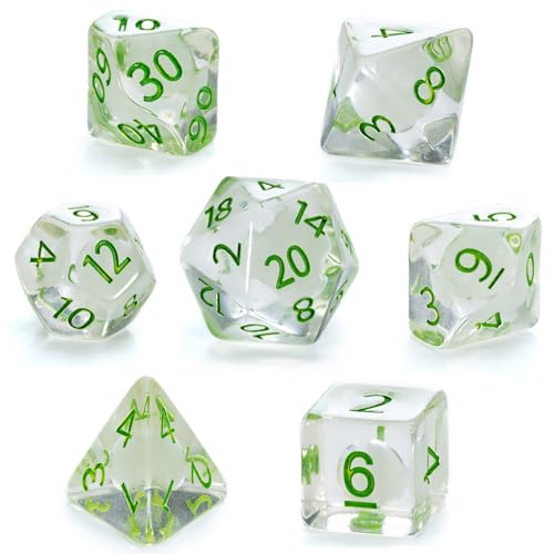 Gake Keeper Spiele & Würfel: Glühwürmchen-Würfel, 7-teiliges Harz-Würfel-Set, strahlende Einschließung, leuchtet im Dunkeln, Rollenspiel-Zubehör, RPG-Würfel von Gate Keeper Games & Dice