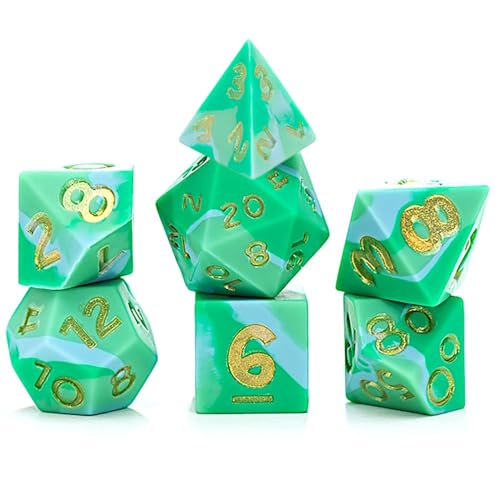 Gate Keeper Games & Dice: Anti-Stress-Würfel – Indominable – 7-teiliges RPG-Set, militärisches und gelbgrünes verwirbeltes Silikon, Rollenspiel-Zubehör von Gate Keeper Games & Dice