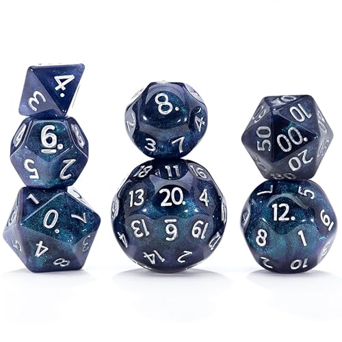 Gate Keeper Games & Dice: Doppelwürfel – Spiegeluniversum – 7-teiliges RPG-Set, galaktisches lila und blaues Harz, holografischer Glitzer, Rollenspiel-Zubehör von Gate Keeper Games & Dice