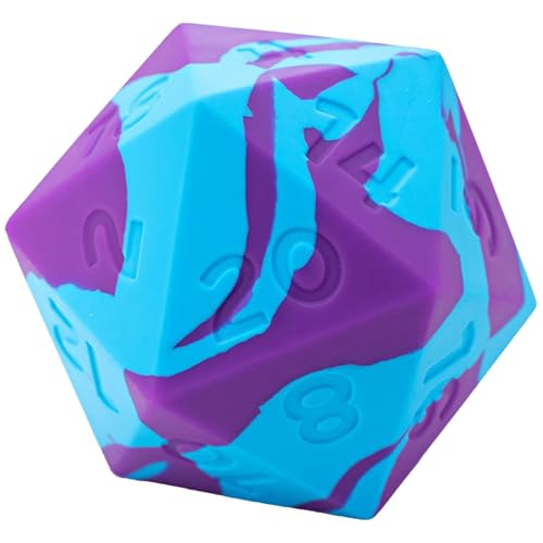 Gate Keeper Games & Dice: Random Encounter – Psionic Blast – Violett-Violett- und Cyanblaue Wirbel, 58 mm D20-Silikon-Würfel, Rollenspiel-Zubehör von Gate Keeper Games & Dice