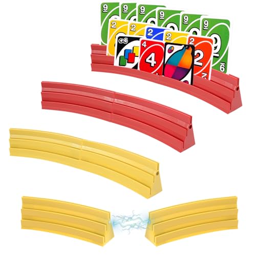 8 Stück spielkartenhalter Kinder mit 3 Rampen, Kartenhalter Spielkarten Magnetisches Spleißen, Zweifarbig, für Senioren Kinder Arthritis Feiern Poker/UNO (4Rot 4Blau) von Gatphy