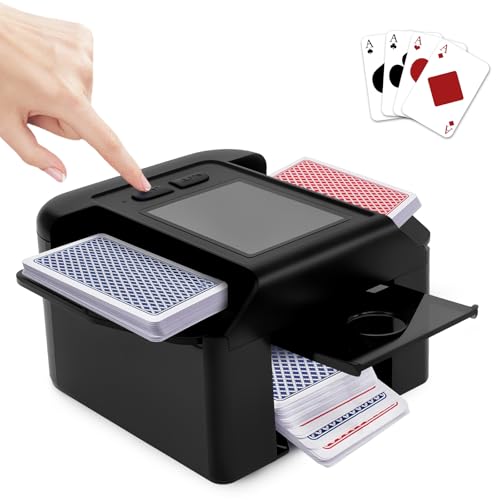 Automatischer Kartenmischer für 2 Decks, Kartenmischmaschine Elektrische mit 2000mah Akku, Mischmaschine Karten 16x13x8cm, Texas Hold’Em, Bridge, Uno, Blackjack (Schwarz) von Gatphy