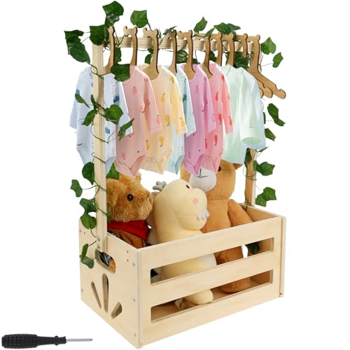 Gatphy Baby Korb für Neugeborene Holz 34x23x17cm, Babykorb mit 10 x Puppenkleiderbügel, 24 x Brief, 1x Kranz Holz EIN Geschenkkorb Der mit Stofftieren Grußkarten Kleidung Ergänzt Kann Gatphy Baby Korb für Neugeborene Holz 34x23x17cm, Babykorb mit 10 x Puppenkleiderbügel, 24 x Brief, 1x Kranz Holz EIN Geschenkkorb Der mit Stofftieren Grußkarten Kleidung Ergänzt Kann von Gatphy