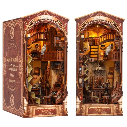 Gatphy Miniatur-Haus-Set zum Bauen aus Holz, leicht, Book Nook, DIY, Aufhängungsset, Haus, Miniatur-Gewächshaus, Buch für Kinder, Erwachsene, kreative Weihnachtsgeschenke (B), (200035537) von Gatphy