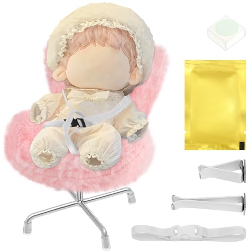 Puppensitz für 10-17cm Große Kreativer Puppen-Präsentationsständer mit Verstellbarer Sicherheitsgurt Auto-Aromatherapie-Mundornamente(Rosa mit Auge) von Gatphy