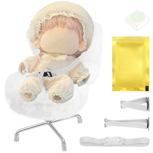 Puppensitz für 10-17cm Große Kreativer Puppen-Präsentationsständer mit Verstellbarer Sicherheitsgurt Auto-Aromatherapie-Mundornamente(weiß mit Auge) von Gatphy