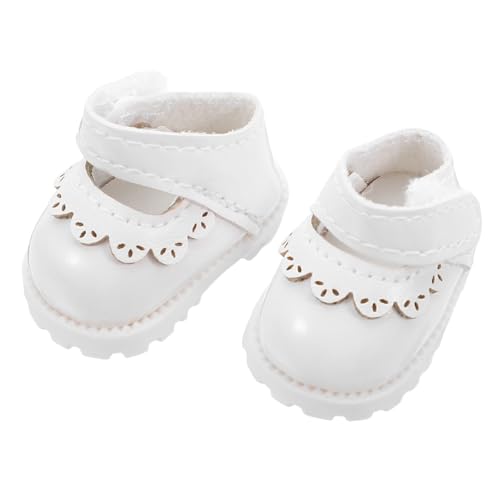 Gatuida 1 Paar 17 cm Puppenschuhe Kawaii Prinzessinnenschuhe Mini süße Puppenschuhe Kleidungszubehör für Puppenhaus-Anziehkostüm- , weiß von Gatuida
