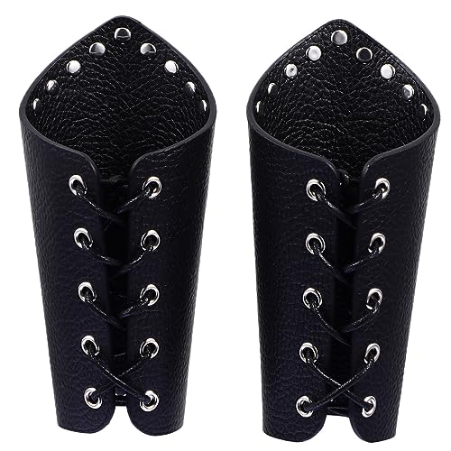 Gatuida 1 Paar Lederarmschutz für Band Cosplay Manschette Männer Halloween Costume Halloween Kleidung Wrist Brace Halloween Outfits armreif Unterarmschutz Kostüm Hosenträger PU-Leder Black von Gatuida