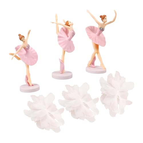 Gatuida 1 Satz 6 Stück Ballettmädchen-ornamente Ballerina-figur Kuchendeckel Dekorationen Balletttänzerin Figur Mini Ballerina-statue Tänzer-ornamente Geburtstag Party Gittergewebe Rosa von Gatuida
