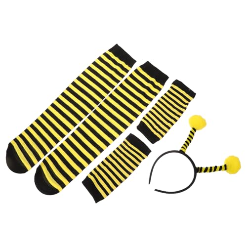Gatuida 1 Satz Bienen Cosplay Kostüm Set für Bienen Stirnband Ringelstrümpfe Lange Handschuhe für Halloween Karneval und Rollenspiele Aller Notwendigen Accessoires von Gatuida