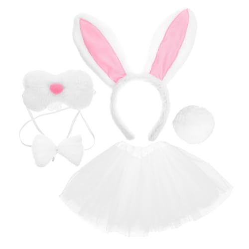 Gatuida 1 Satz Hasenohren-stirnband-set Kaninchenohrstirnband Stirnbänder Kostüme Haarband Erwachsene Hasenohren Fell Kaninchenohren Stirnband Hasenstirnband Lüfter Cosplay Weiß Eisendraht von Gatuida
