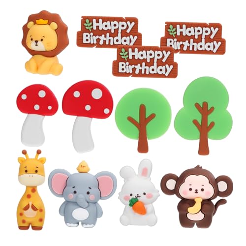 Gatuida 1 Satz Kuchendekoration mit weichem Kleber Dekorationen klein Waldtierfiguren Zahlen geburtstagskuchen deko kuchen dekoration Löwen-Cupcake-Topper Wald-Cupcake-Topper weiches Gummi von Gatuida