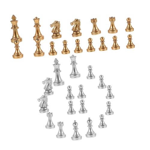 Gatuida 1 Satz Kunststoff Schachfiguren Internationale Schachfiguren Gold und Silberoptik für Brettspiele und Schachzubehör Leicht und Tragbar für Spieleabende und Partys Gatuida 1 Satz Kunststoff Schachfiguren Internationale Schachfiguren Gold und Silberoptik für Brettspiele und Schachzubehör Leicht und Tragbar für Spieleabende und Partys von Gatuida