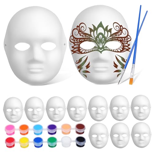 Gatuida 1 Satz Leeren Masken zum Bemalen Diy Papiermasken für Cosplay Karneval und Partys Farben Pigmente und Pinsel Fördert Kreativität und Soziale Interaktion von Gatuida