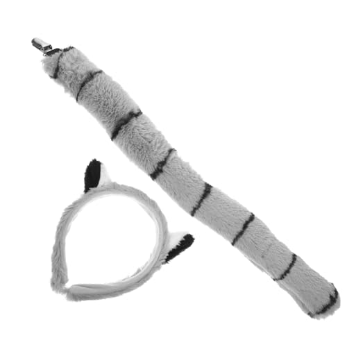 Gatuida 1 Satz Lemur -Kopfschmuck Set Cosplay- lustig Plüsch Rollenspiel Tierstirnband Kostüme Tierhaarband für tierische Cosplay-Ohren tierische stirnbänder Stoff Hellgrau von Gatuida
