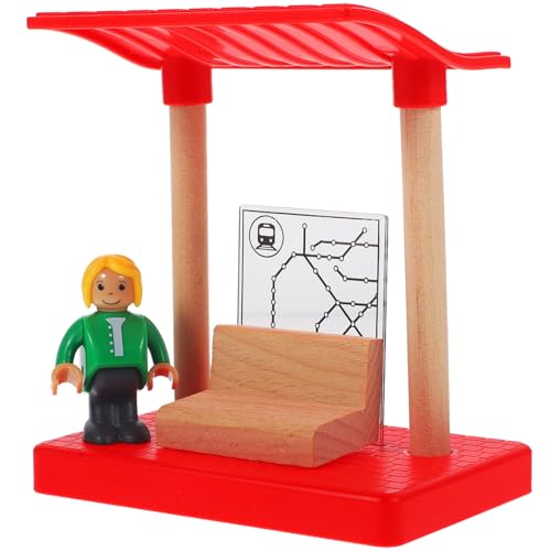 Gatuida 1 Satz Mini Station Plattform Zubehör für Holzspielzeug Eisenbahn Lernspielzeug für Fördert Feinmotorik und Kreativität Sicheres Holzmaterial Zufälliger Figuren von Gatuida