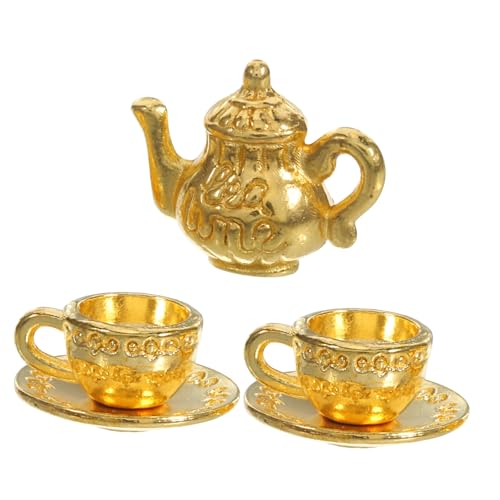 Gatuida 1 Satz Mini-Teekannen-Set teekessel Retro wohnaccessoires Tee-Zubehör Tee+Set Mini- für Puppenhaus klein Teestube Ornament dekorative Mini- Zinklegierung Golden von Gatuida