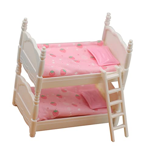 Gatuida 1 Satz Mini-schlafzimmerbett Miniatur-Puppen-etagenbett Puppenhausmöbelzubehör Mini- -etagenbett- Miniatur-puppenstubenbett Lebensspielszenenmodell Mini Möbelmodelle Stoff von Gatuida