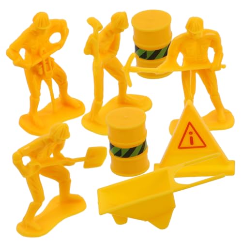 Gatuida 1 Satz Miniatur Bauarbeiter Figuren Set Realistische Baustellen Dekorationen für Geburtstagstorten Teiliges Set aus Kunststoff für Cake Toppers und Partyszenen von Gatuida